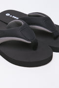 Black Embossed Padded Flip Flops (2)