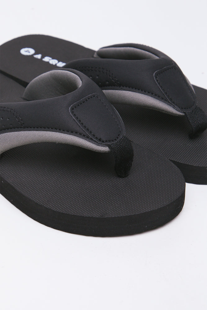 Black Embossed Padded Flip Flops (2)