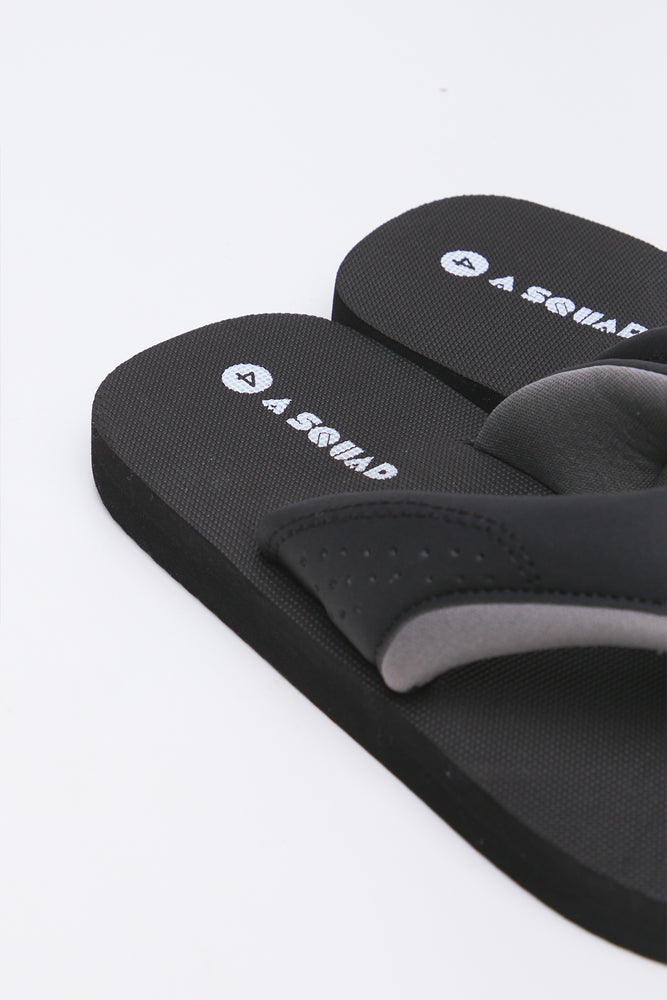 Black Embossed Padded Flip Flops (3)