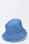 Blue Denim Frayed Bucket Hat (2)