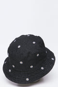 Black Daisies Embroidered Denim Bucket (2)