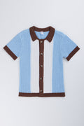 Blue Striped Knit Golfer