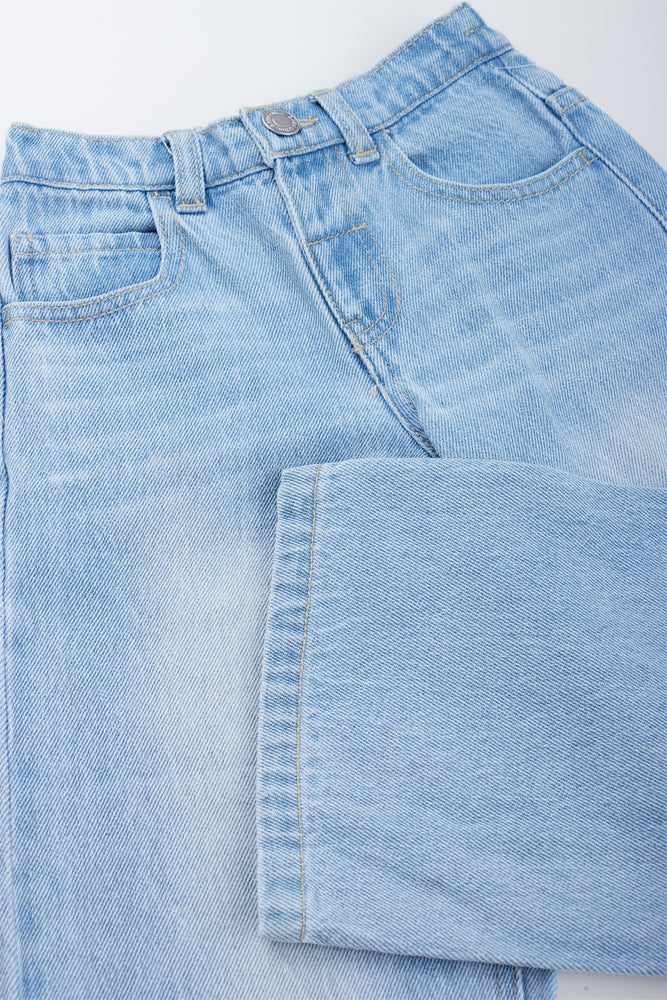 Blue Wide Leg Rhinestone Jeans (1)