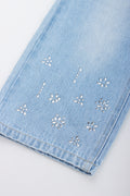 Blue Wide Leg Rhinestone Jeans (2)