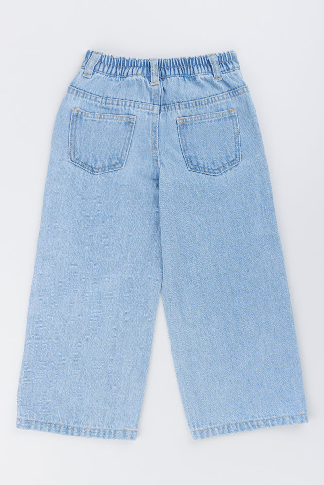 Blue Wide Leg Rhinestone Jeans (3)