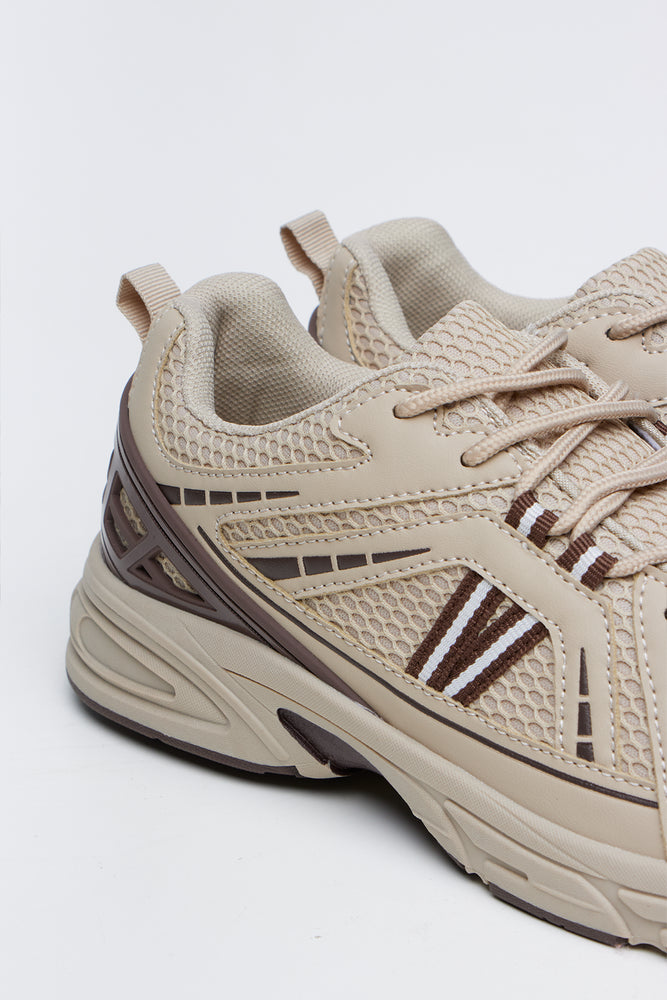 Beige Panel Detail Trainers (3)