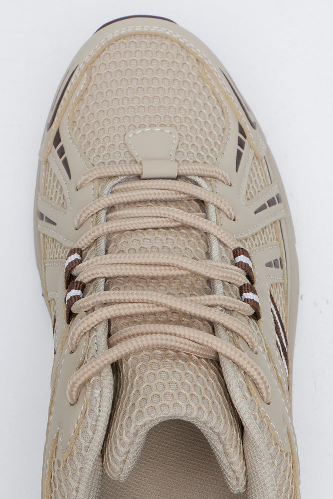 Beige Panel Detail Trainers (4)