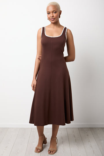 Brown Fit Flare Knitted Dress