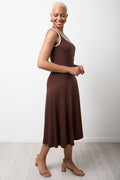 Brown Fit Flare Knitted Dress (1)