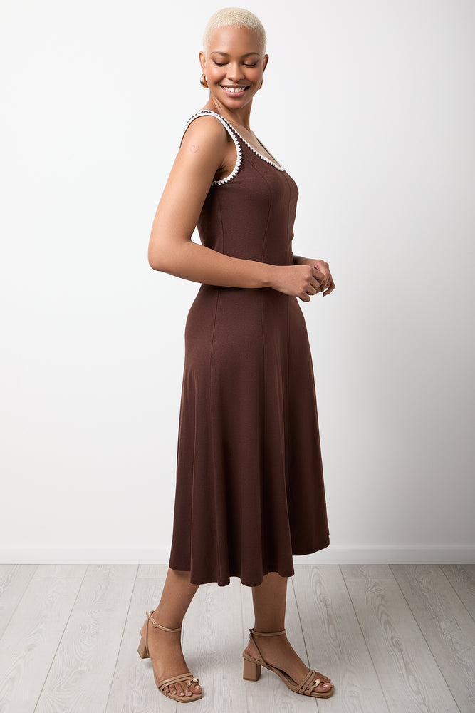 Brown Fit Flare Knitted Dress (1)