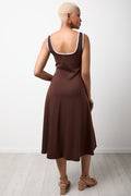 Brown Fit Flare Knitted Dress (2)