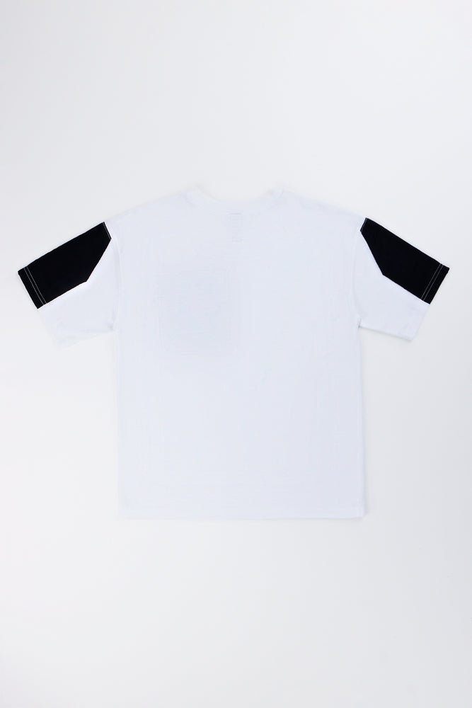 White Contrast Pocket Crew Neck T-Shirt (2)