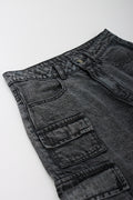 Grey Denim Cargo Jort Shorts (1)