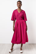 Magenta Bubble Hem Maxi Skirt