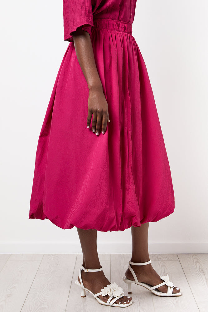 Magenta Bubble Hem Maxi Skirt (1)