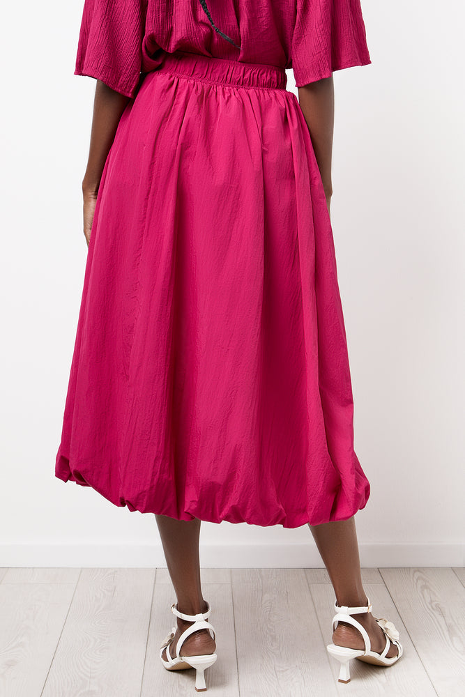 Magenta Bubble Hem Maxi Skirt (2)