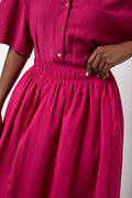 Magenta Bubble Hem Maxi Skirt (3)