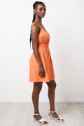 Orange Strappy Elasticated Waist Dress (1)