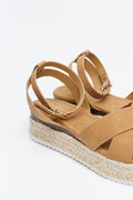 Tan Cross Over Espadrille Wedges (9)