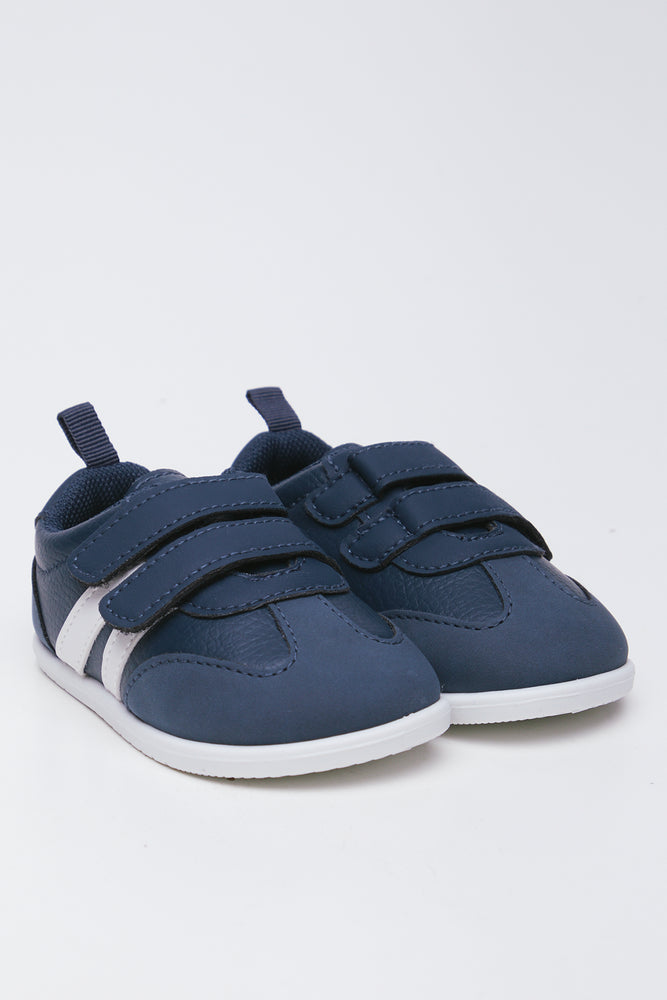 Navy Double Strap Sneakers