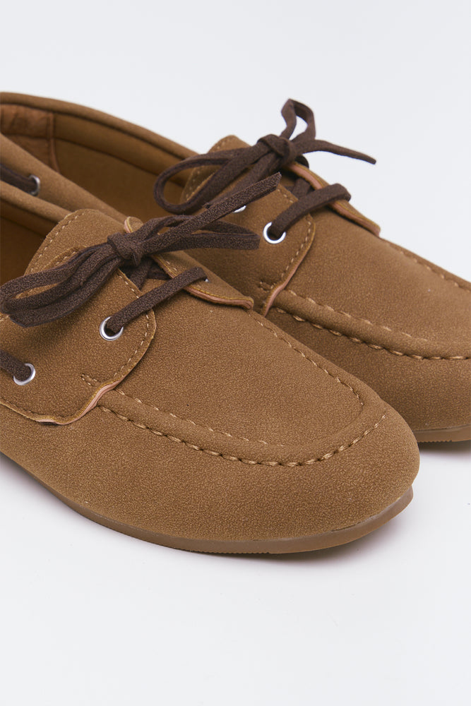 Tan Suede Lace Up Boat Shoes (2)