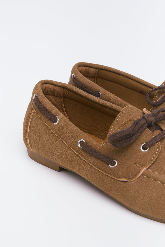 Tan Suede Lace Up Boat Shoes (3)