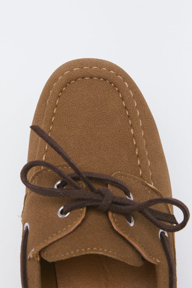Tan Suede Lace Up Boat Shoes (4)