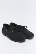 Black Suede Boat Shoes