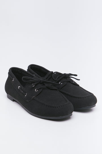 Black Suede Boat Shoes
