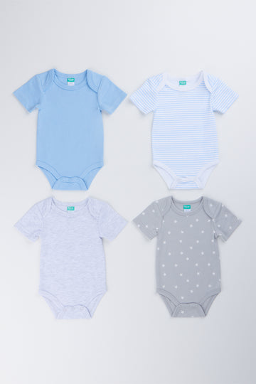 4 Pack Printed Baby Bodysuits