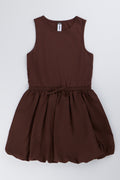 Chocolate Brown Sleeveless Bubble Dress