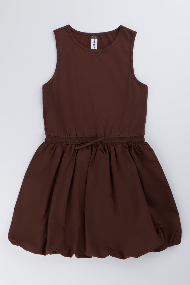 Chocolate Brown Sleeveless Bubble Dress