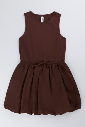 Chocolate Brown Sleeveless Bubble Dress