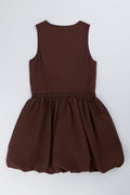 Chocolate Brown Sleeveless Bubble Dress (2)