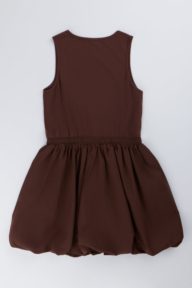 Chocolate Brown Sleeveless Bubble Dress (2)