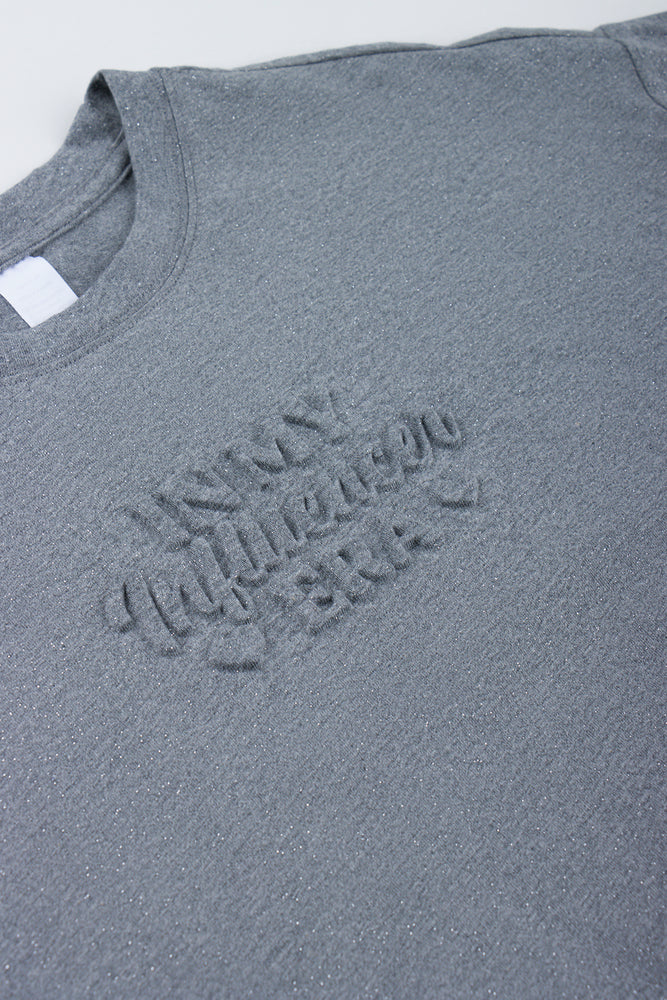 Grey Oversized Embossed Lurex T-Shirt (1)