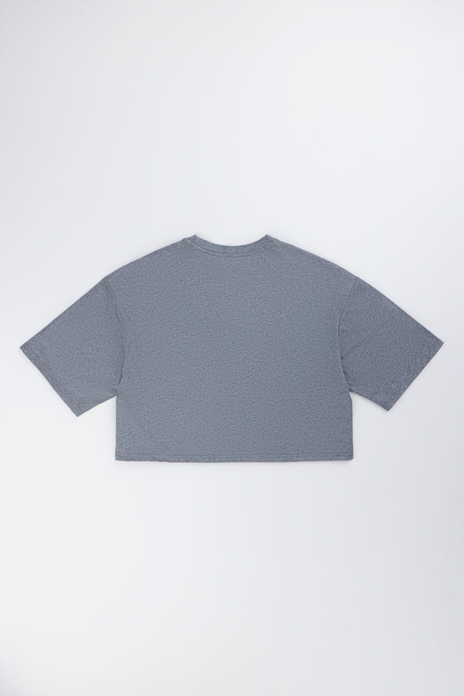 Grey Oversized Embossed Lurex T-Shirt (2)