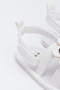 White Flower Trim Infants Sandals (3)