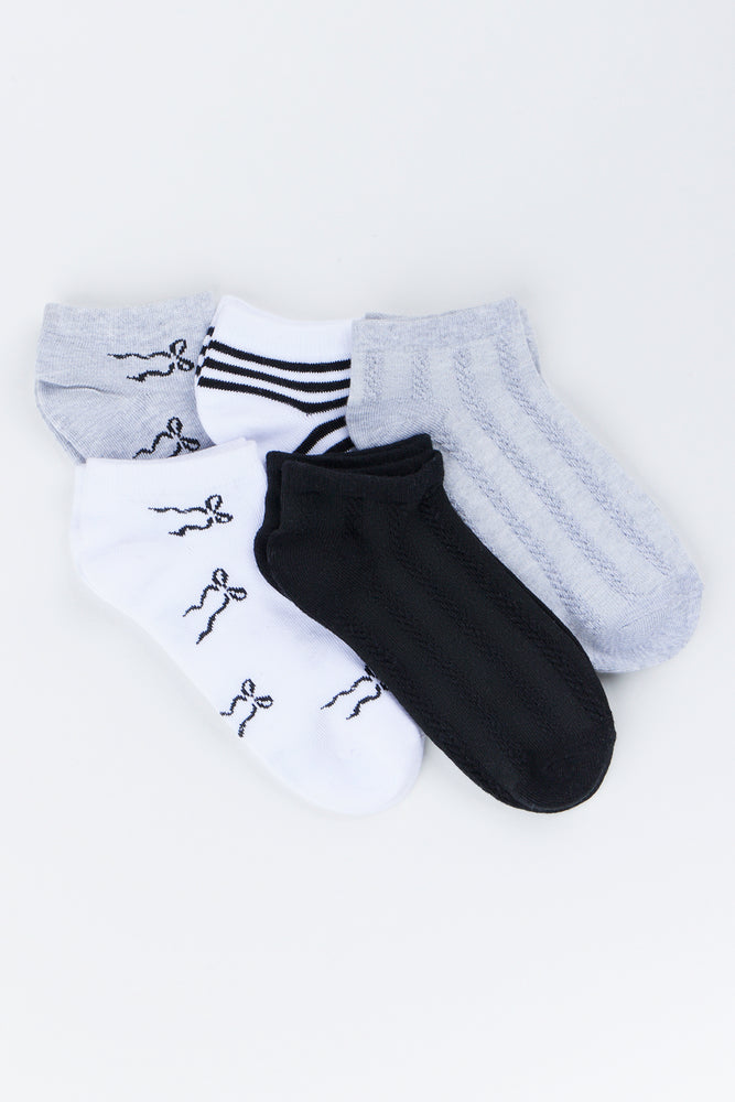 5 Pack Low Cut Bow Socks