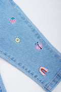 Embroidered Denim Paperbag Waist Pants (2)