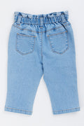 Embroidered Denim Paperbag Waist Pants (3)