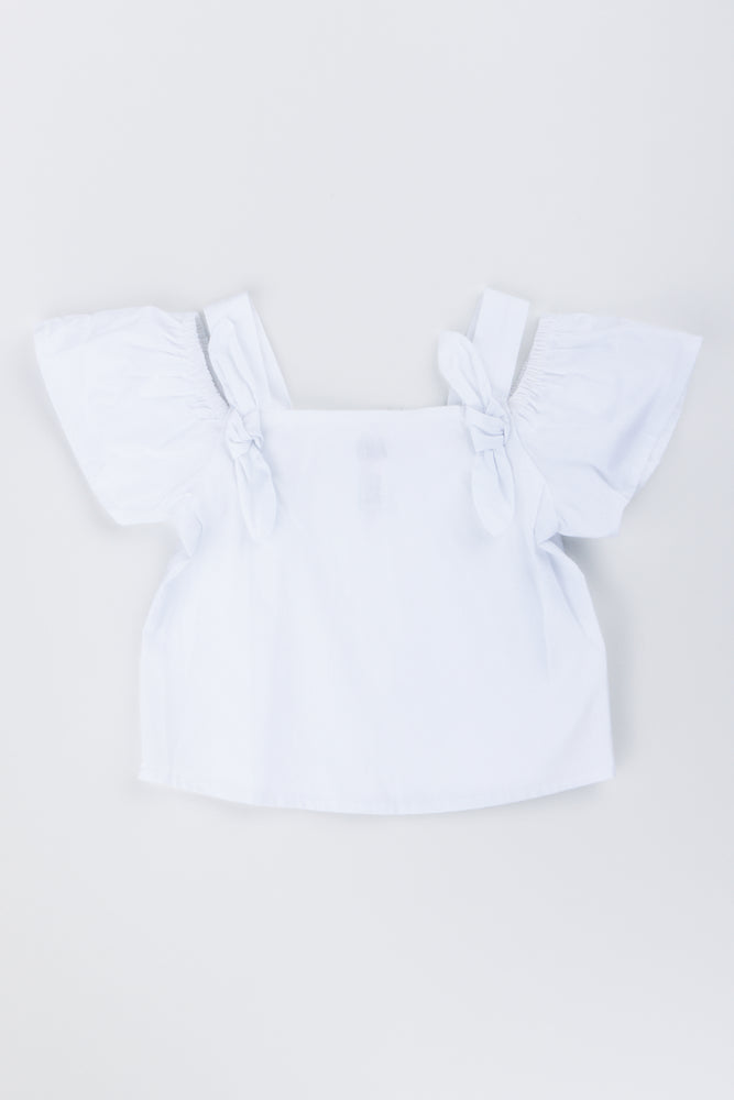 White Cold Shoulder Woven Top