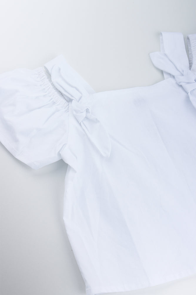 White Cold Shoulder Woven Top (1)