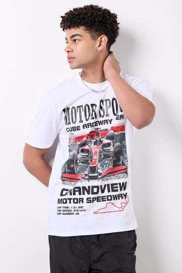White Graphic Print T-Shirt