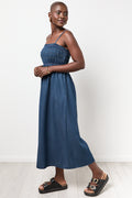 Blue Sheered Chambray Midi Dress (1)