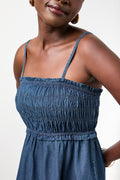 Blue Sheered Chambray Midi Dress (3)