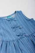 Blue Striped Denim Peplum Top (1)