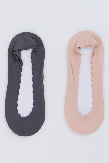 2 Pack Scalloped Foot Liner Socks