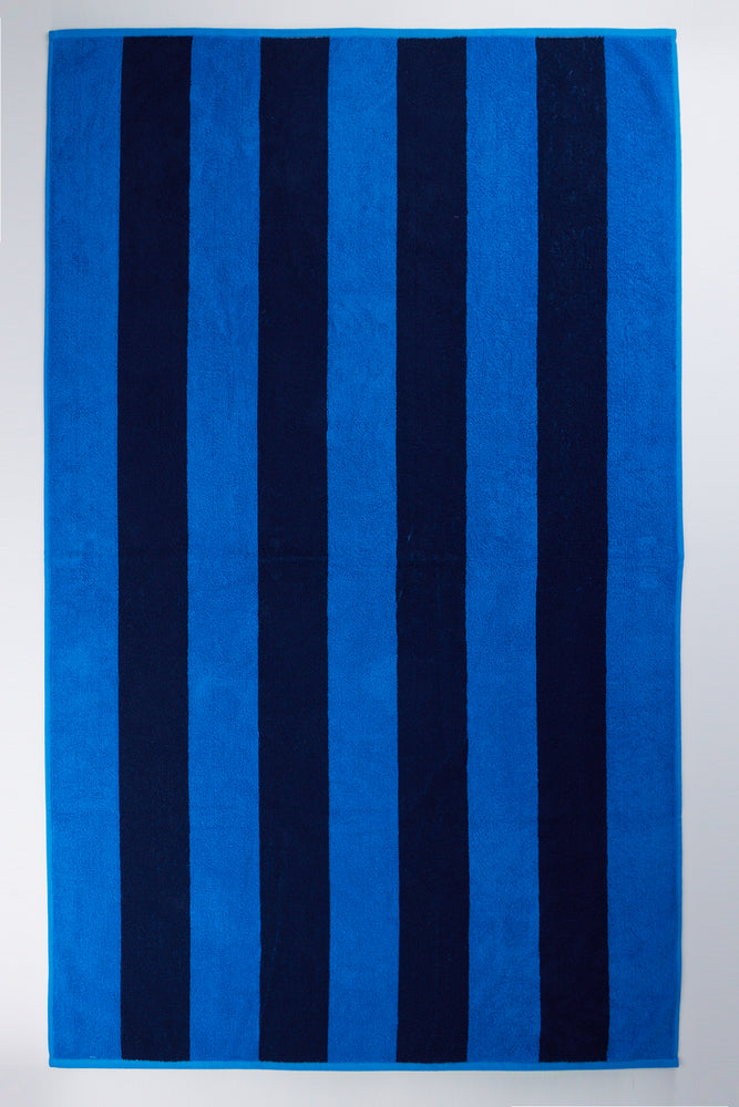 Blue Two Tone Striped Bath Sheet