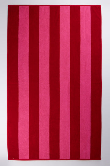 Red Two Tone Stripe Bath Sheet